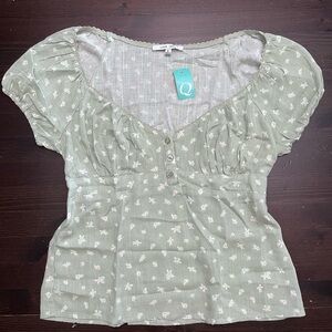 Green Floral Women's Top